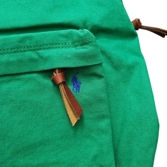 Polo Ralph Lauren Canvas Backpack Green Classic Polo Pony Logo‎ School Work Nwot